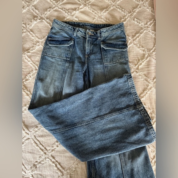 H&M Divided Flare Wide Leg Blue Jeans - Picture 1 of 6